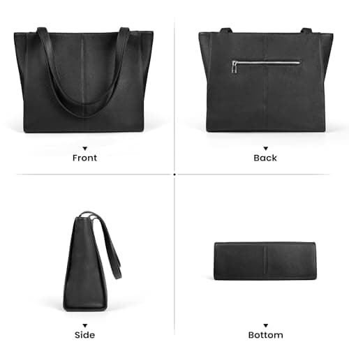 befen Black Handbags for Women Large Tote Bag with Zip for Travel — view 6