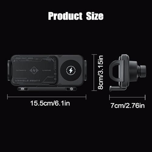 Fnaekier Car Phone Mount | Magnetic Foldable Phone Charger Holder for Car | Non-Slip Fast Charging for Pad All Smartphones Drivers Travel Road Vehicle Pickups Sedans — view 6