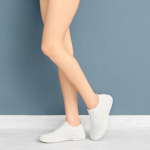 Barefoot Shoes Womens White Trainers Gym Walking Slip on Sneakers Size 4 — view 2