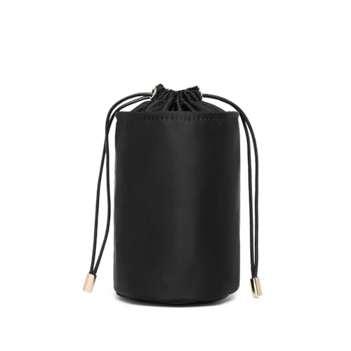YONBEN Tall Purse Organizer Insert Womens nylon Round Handbag Organizer Storage,Handbag Purse Organizer Round Cosmetic Pouch Bag Bucket Makeup Bag (XS, Nylon-Black)