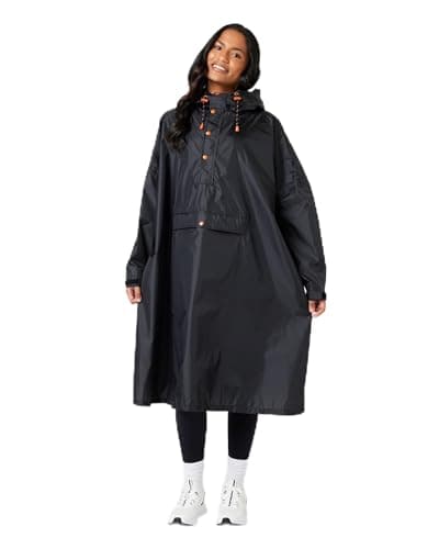 Snuggz Adult Black Unisex Rain Poncho - One Size, Lightweight, Packable Hooded Rain Coat Waterproof Poncho for Travel & Outdoor Use, Wind-Resistant Rain Poncho for Everyday Wear