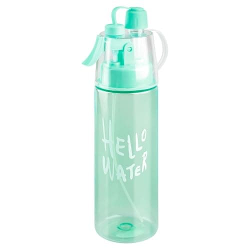 wellrun 580ML Sports Water Bottle with Spray Mist,Portable Leakproof Multi-Function Hydration Drinking Bottle for Outdoor,Fitness,Cycling, Climbing,Hiking,Flip Straw(Glossy Blue)