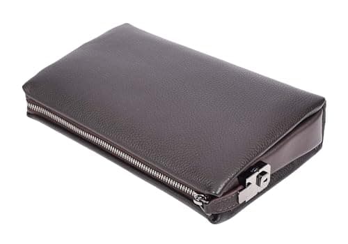 Mens Real Leather Wrist Bag Lockable Clutch Organiser Travel Pouch Thames (Brown) — view 6