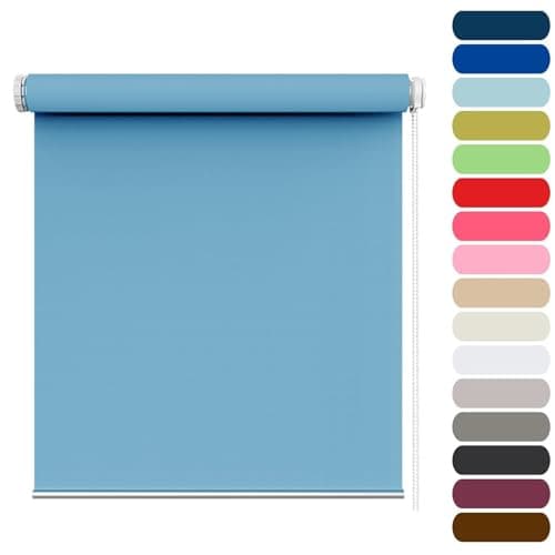 Portable Sky Blue Blackout Roller Blinds 80x290 cm Waterproof Fabric Window es for Travel Temporary & Permanent Use Thermal Ilat Ideal for Any Room