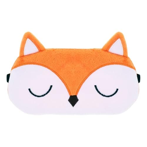 Eye Mask for Sleeping, Cartoon Fox Sleep Mask, Orange Fluffy Plush Eye Cover for Sleeping, Cute Animal Night Nap Eyeshade for Women Men, Travel Blindfold