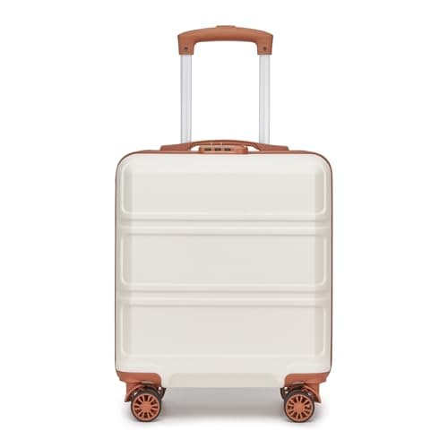 Kono Carry on Suitcase 45x36x20cm Easyjet Underseat Cabin Hand Luggage Hard Shell Lightweight Travel Trolley Case with 4 Spinner Wheels (Cream White)