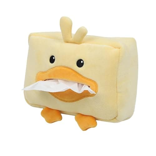 Xialuwy Car Tissue Box - Cute Duck Plush Tissue Organizer, Cute Paper Dispenser Paper Holder For Car Sun Visor Or Vehicle Backseat, Yellow