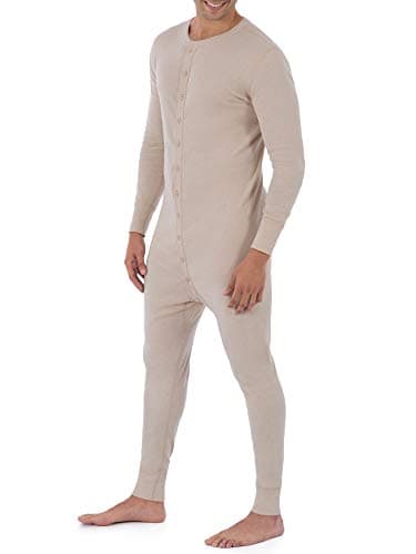 Fruit of the Loom Men's Premium Thermal Union Suit Pajama Bottom, Oatmeal, L UK — view 3