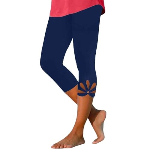 Womens Pants, Womens High Waist Yoga Capris Lightweight Navy