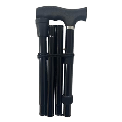 Life Healthcare Folding Walking Stick, Adjustable Aluminium Cane, Black — view 2
