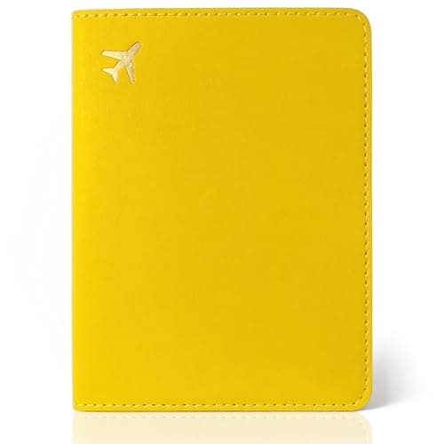 toTravelGear Passport Holder for Travel Essentials,RFID Blocking Passport Cover Case for Travel Accessories,Travel Wallet for Women Men, Lemon Yellow, Minimalist