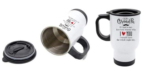Dear Grandpa, If I Had a Star, Gift for Grandpa, Insulated 14oz Travel Mug, Tea, Coffee Mug. (White) — view 3