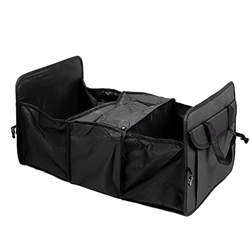 HLKSOUREZ Multifunction Folding Car Insulated Cooler Storage Bag Organizer, Trunk Storage Box with High - Quality Polyester Material, Large Capacity Car Trunk Organizer Container for Travel (Black) — view 5