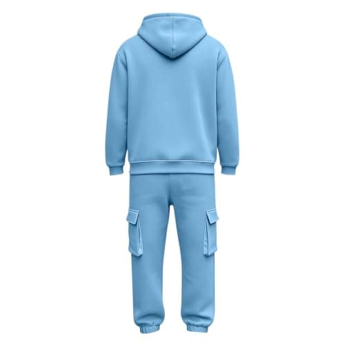 Mens Sweatsuit 2 Piece Set Pullover Hoodie Cargo Joggers Mens Tracksuit Jogging Suit Gym Workout Loungewear workout sets for men UK for city breaks Light Blue L — view 6