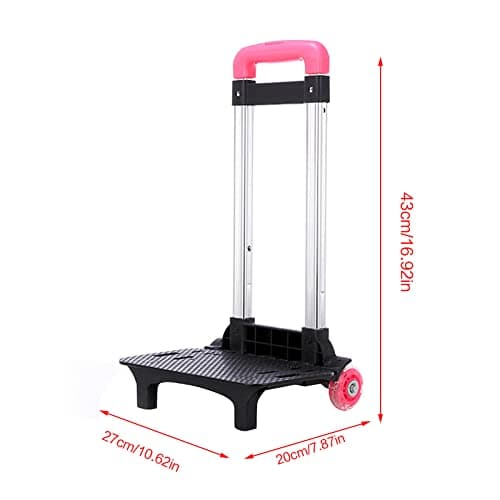 Student's Luggage Travel Hand Trolley Aluminium Alloy Backpack 2 Wheels Foldable Cart for School Bags — view 5