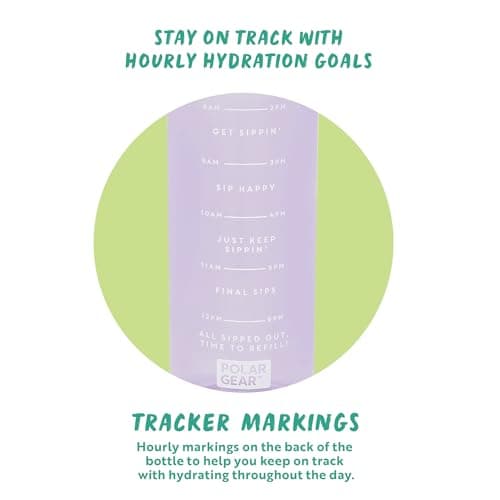 Polar Gear 1L Tracker Bottle with Easy Flip Up Straw & Hydration Tracker Markings - Heather — view 6