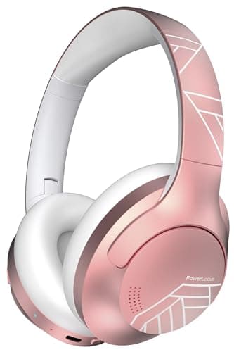 PowerLocus Bluetooth Headphones Over Ear, 50 Hours Playtime, 4 EQ Modes, Foldable Wireless Headphones with Microphone, HiFi Stereo, Lightweight & Wired Mode for Phone/Travel/PC (Rose Gold)