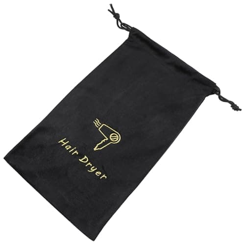 Black Linen Hair Dryer Storage Bag Drawstring Travel Pouch