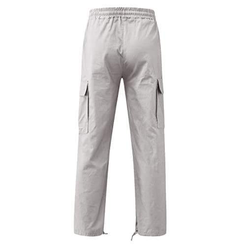 Mens Casual Waist Color Sports Hat Woven Pocket Foot Rope Solid Pants Stree — view 4