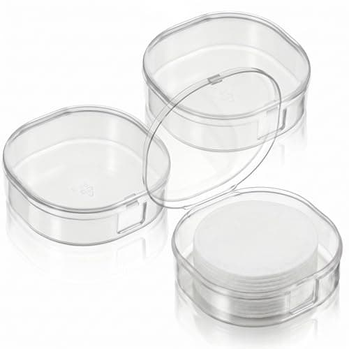 Tweruna 3 PCS Cotton Round Holder, Plastic Cotton Pad Dispenser, Portable Cottons Rounds Travel Case for Cosmetic Cottons Balls, Powder Puff, Floss Balls Small Items