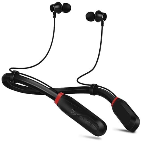 Neckband Bluetooth Headphones, 200H Long Playtime Wireless Stereo Neckband Earbuds with Microphone, Waterproof Noise-Isolating Neck Headphones in Ear Headset for Sports, Workout, Trips, Run, Office