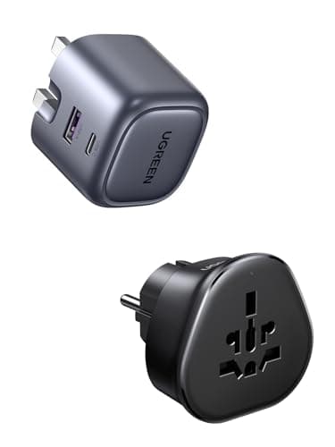 UGREEN 35W USB C Charger Plug with Universal UK to EU Travel Adapter, Compact Dual Port Fast Charging Travel Kit for iPhone Samsung Europe Travel
