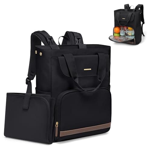GOLF SUPAGS Diaper Bag Backpack with Portable Changing Pad 25L Baby Bag Insulated lunch box Backpack Fits 17.3" Laptop (Black)