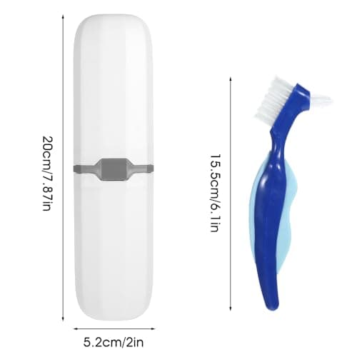 2 Pcs Denture Brush Multi-Layered Hard Bristles Toothbrush Portable Dental Cleaning Tools Double Sided Retainer Brushes with Case for Travel Camping Outdoor Gym Dental Care — view 2