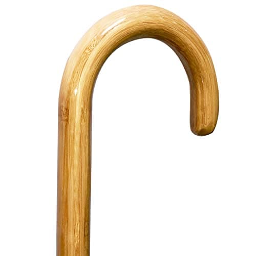 Traditional Bamboo Wood Walking Stick For Men And Women,Walking Cane For Seniors With A Crook Handle And Non-slip Foot Mats — view 2
