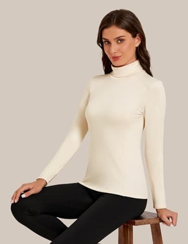 Harlamvar Womens Thermal Tops Turtle Neck Stretch Soft Warm Breathable Top — view 4