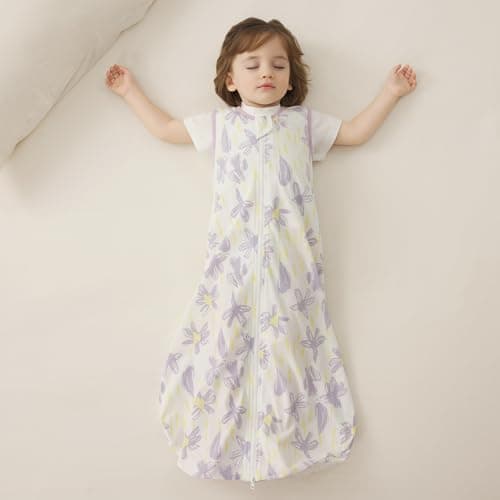 Duomiaomiao Baby Sleeping Bag 0.5 Tog Sleeping Bag, Baby Summer Sleep Sack 2 Pack 100% Cotton Unisex Infant Newborn Sleep Bag 18-36 Months, Purple — view 4