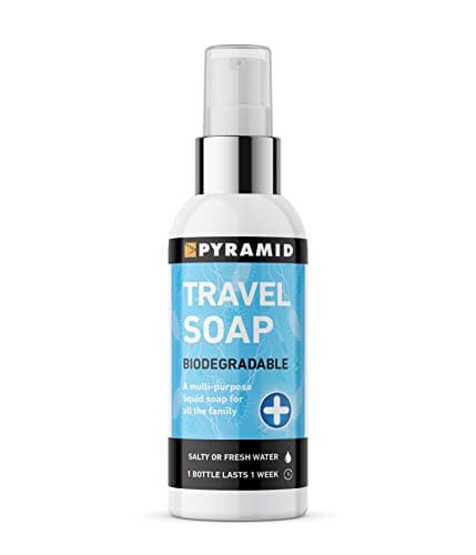 Pyramid Multipurpose Travel Soap 60ml, Biodegradable Liquid Hand Soap & Body Wash for Backpacking, Camping & Travel, All-in-One Soap for Hands, Hair, Clothes & Dishes, Concentrated Multi Purpose Soap