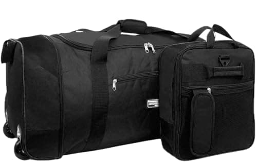 Large Holdall with Wheels, 82L Wheeled Duffle Bag, Black Rolling Travel Bag, Soft Luggage with Zipped Pockets for Holidays, Weekend Trips, Sports, Gym & Overnight Travel
