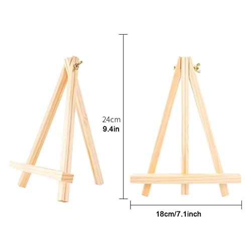 iFutniew 9.4 Inch Tall Natural Pine Tripod Easel Photo Painting Display Portable Tripod Stand and Adjustable Desk Stand (12 Pack) — view 6