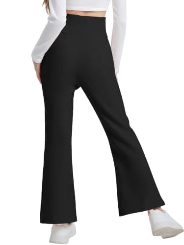 Girls Fleece Lined Flared Leggings with Pockets Winter Warm Yoga Pants — view 4