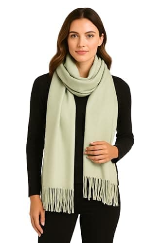 World of Shawls Luxurious Cashmere Feel Shawl Wrap for Women - Soft, Warm, Lightweight & Elegant, Perfect for Winter, Travel, Weddings or Gift (Sea Green)