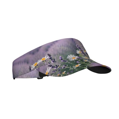 njkhbolk Lavender and Daisies Print Sunscreen Visor Cap,Adjustable,Suitable Tennis,Baseball,Golf,Running,Cycling etc, Black, One size — view 2