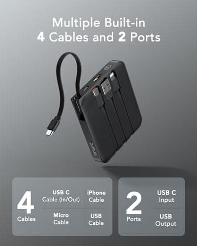 VRURC Mini Portable Charger with 4 Built-in Cable 22.5W Fast Charging — view 2