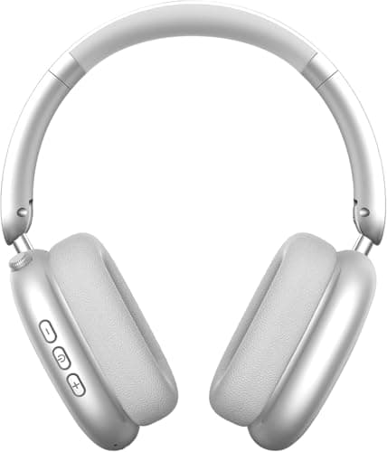 Wentronic Y01 Wireless Over Ear Headphones, Noise Canceling Bluetooth 5.3 Headphones with Microphones,Hi-Res Audio,48H Playtime,Foldable,Breathable Soft Earpads for iOS/Android/Samsung/PC-Silver