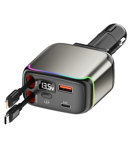 XXZU 137W Retractable USB C Car Charger,4-in-1 Fast Car Charger