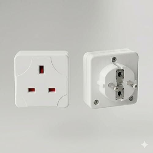 2Pcs UK to EU Plug Adapter 2 Pin Socket Extension Converter 13 Amp Universal Travel Adapter for Europe 240 V Compact Socket Multi plug For Portugal Germany Netherlands Greece Poland Turkey & More — view 6