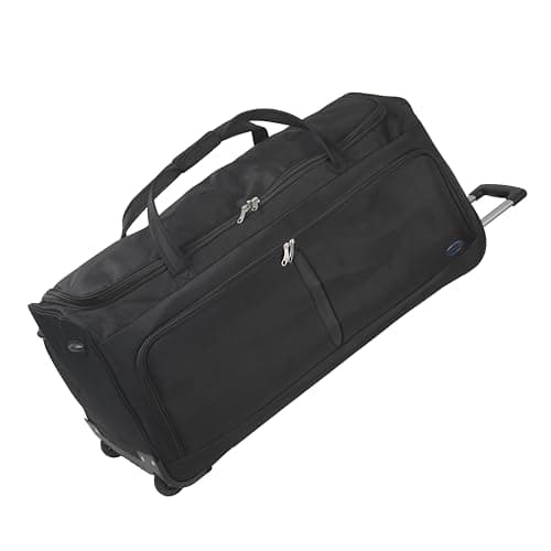 Aerostar 36" XL Extra Large Lightweight Duffle 3 Wheel Travel Bag Holdall Suitcase Check-in Luggage All Terrain (174L, Black)
