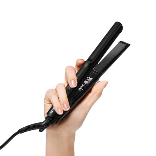 Farery Mini Hair Straightener for Short Hair, Tourmaline Ceramic Compact Small Straighteners, Travel Mini Straighteners with Pouch, Auto Shut Off, Dual Voltage with Adjustable Temp