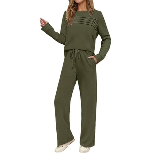 2 Piece Outfits Women Summer Vacation Gym Matching Lounge Wear modest Smart Tracksuit Sets Long Sleeve Sweater Pullover Tops High Waist Jogging Pants Oversized Running Leisure Suits with Pockets xs xl
