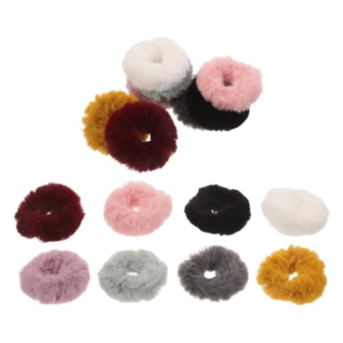 GATHINESS 16pcs Plush Pompom Hair Ties with Soft Plush Exterior and Secure Fit, Versatile Fuzzy Scrunchies and Teens, for Winter and Travel Hair Accessories