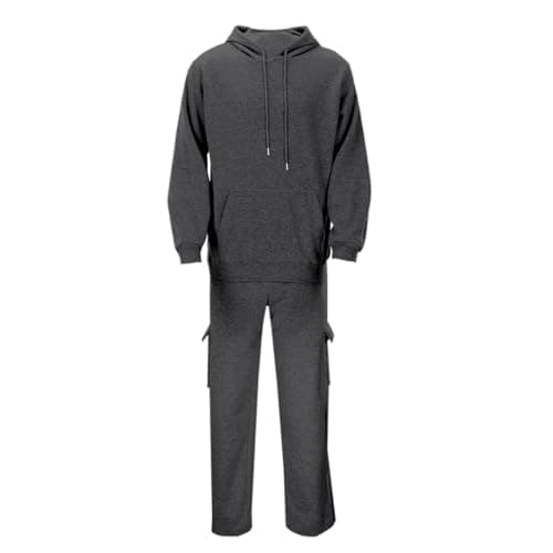 Generisch 2026 New Arrivals Casual Plain Set for Men, Comfortable, Relaxed Fit, Daily Wear for Outdoor Activities in Spring, Winter, darkgray, XL — view 5