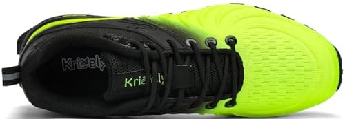 Kricely Mens Trail Running Shoes Breathable Lightweight Hiking Trekking Trainers Walking Shoes Fluorescent Yellow 12.5 — view 4