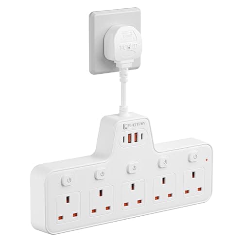 Power Strip Extension Socket 5 Way with Flexible Plug,Short Extension lead