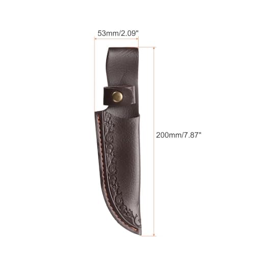 sourcing map Knife Sheath 8.46" Length Genuine Leather Carry Folding Knife Sheath for Outdoor Climbing Camping Cycling and Hiking, Deep Brown — view 2