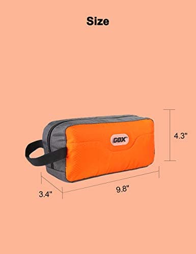 GOX Small Travel Toiletry Bag for Men, Hanging Dopp Kit Organizer with Water-Resistant Nylon, Portable Shower Toiletry Case, Orange/Grey, 1 Count (Pack of 1), Toiletry Bag for Travel — view 5